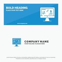 Tax Regulation Finance Income Computer SOlid Icon Website Banner and Business Logo Template vector