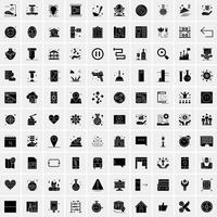 Set of 100 Universal Solid Icons vector