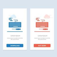 Key Keyboard Hardware Repair  Blue and Red Download and Buy Now web Widget Card Template vector