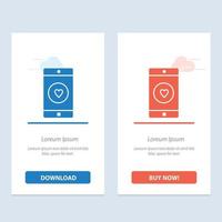 Application Mobile Mobile Application Like Heart  Blue and Red Download and Buy Now web Widget Card vector