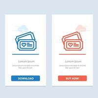 Ticket Love Heart Wedding  Blue and Red Download and Buy Now web Widget Card Template vector