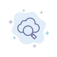 icono azul de investigación de búsqueda en la nube en el fondo abstracto de la nube vector