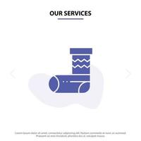 Our Services Celebration Christmas Festivity Gift Solid Glyph Icon Web card Template vector