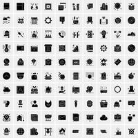 Set of 100 Universal Solid Icons vector