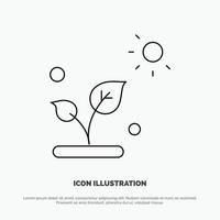 Biology Plant Science Sun Line Icon Vector