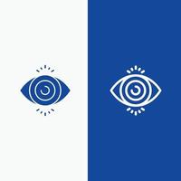 Eye Test Search Science Line and Glyph Solid icon Blue banner Line and Glyph Solid icon Blue banner vector