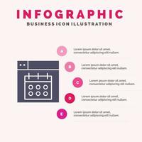 Web Design Calendar Date Solid Icon Infographics 5 Steps Presentation Background vector