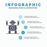 robot tecnología juguete sólido icono infografía 5 pasos presentación antecedentes vector