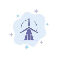 Clean Energy Green Power Windmill Blue Icon on Abstract Cloud Background vector