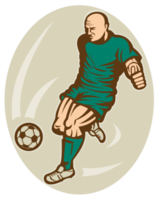 Soccer player running and kicking the ball png