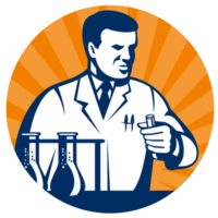 Scientist with laboratory apparatus test tube png