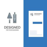Trowel Brickwork Construction Masonry Tool Grey Logo Design and Business Card Template vector