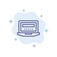 Laptop Computer Hardware Education Blue Icon on Abstract Cloud Background vector