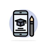 Cap Education Graduation Mobile Pencil Abstract Circle Background Flat color Icon vector