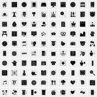 Set of 100 Universal Solid Icons vector