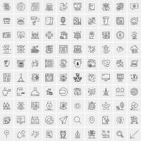 paquete de 100 iconos de líneas universales para móviles y web vector