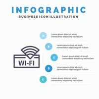 Hotel Wifi Service Device Blue Infographics Template 5 Steps Vector Line Icon template