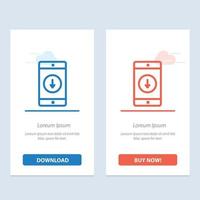 Application Mobile Mobile Application Down Arrow  Blue and Red Download and Buy Now web Widget Card vector
