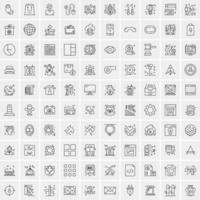 Pack of 100 Universal Line Icons for Mobile and Web vector