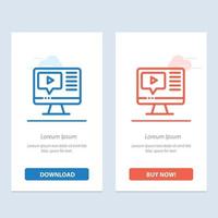 Computer Play Video Education  Blue and Red Download and Buy Now web Widget Card Template vector