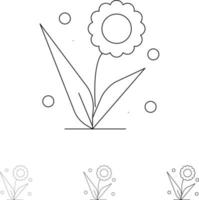 Flora Floral Flower Nature Spring Bold and thin black line icon set vector