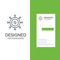 economía empresarial diseño de logotipo gris moderno global y plantilla de tarjeta de visita vector