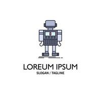autonomous machine robot robotic technology Flat Color Icon Vector