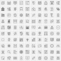 paquete de 100 iconos de líneas universales para móviles y web vector