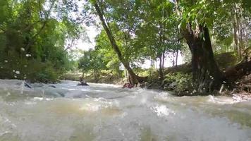 vídeo rafting usando uma bóia de borracha em um rio com uma corrente rápida video