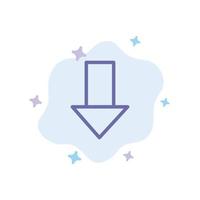 Arrow Down Down Arrow Direction Blue Icon on Abstract Cloud Background vector