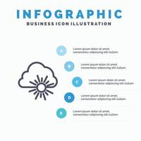 Cloud Nature Spring Sun Line icon with 5 steps presentation infographics Background vector