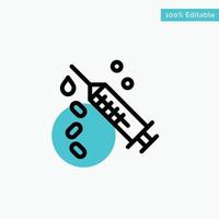 Injection Syringe Vaccine Treatment turquoise highlight circle point Vector icon