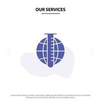 Our Services Market Analysis Analysis Data Market Research Solid Glyph Icon Web card Template vector