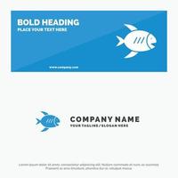 Beach Coast Fish Sea SOlid Icon Website Banner and Business Logo Template vector