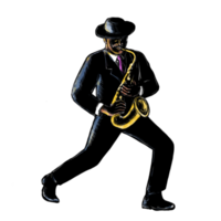 Jazz Musician Playing Saxophone Scratchboard png