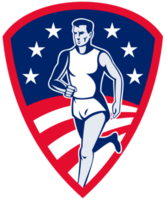 Amerikaans marathon atleet sport- loper schild png