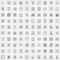 paquete de 100 iconos de líneas universales para móviles y web vector