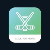 Hokey Ice Sport Sport American Mobile App Button Android and IOS Line Version vector