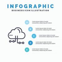 Cloud Share Computing Network Blue Infographics Template 5 Steps Vector Line Icon template