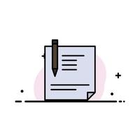 Contract Document File Page Paper Sign Signing  Business Flat Line Filled Icon Vector Banner Templat