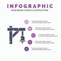 campana signo tren transporte sólido icono infografía 5 pasos presentación antecedentes vector