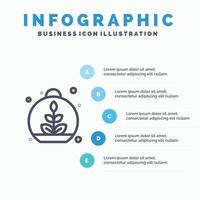 icono de línea de resorte de planta de hoja en crecimiento con fondo de infografía de presentación de 5 pasos vector