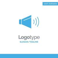 Sound Speaker Volume On Blue Solid Logo Template Place for Tagline vector