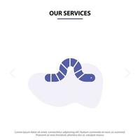 Our Services Animal Bug Insect Snake Solid Glyph Icon Web card Template