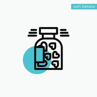 Jar Bottle Cookies Heart Valentine turquoise highlight circle point Vector icon