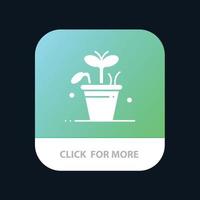 Growth Leaf Plant Spring Mobile App Button Android and IOS Glyph Version vector