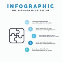 Puzzle Parts Strategy Teamwork Line icon with 5 steps presentation infographics Background vector