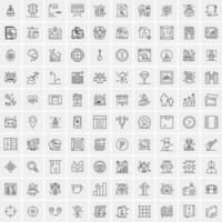 paquete de 100 iconos de líneas universales para móviles y web vector