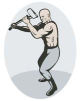 Man about to swing an axe png