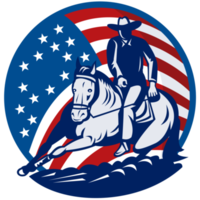 Rodeo cowboy horse cutting stars and stripes png